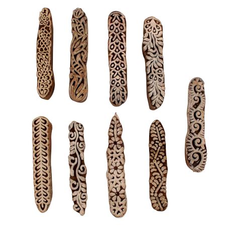 Set of 9 Piece New Mix Wooden Printing Blocks